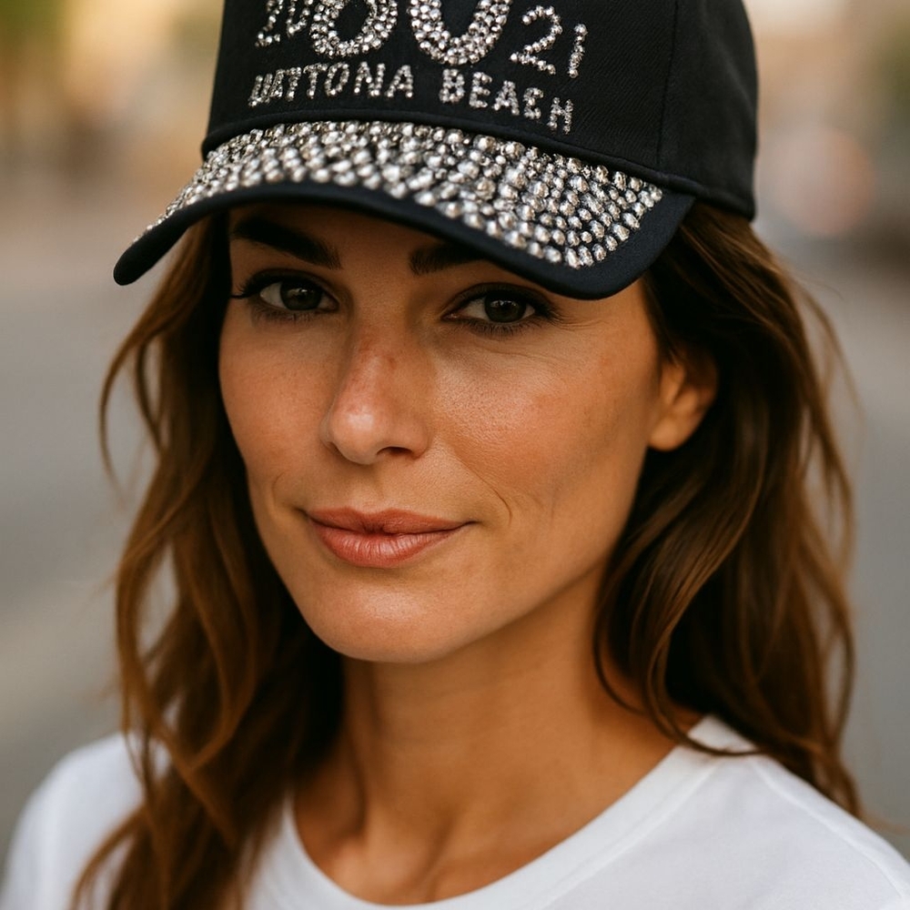 🔥 Daytona Bike Week 80th Anniversary Ladies Black Bling Ball Cap Hat 🔥‎